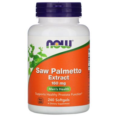 Экстракт пальмы сереноа, Saw Palmetto Extract, Now Foods, 160 мг, 240 гелевых капсул, NOW-04744