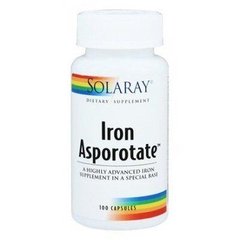 Залізо Solaray (Iron Asporotate) 18 мг 100 капсул, SOR-04600