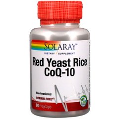 Красный дрожжевой рис + коэнзим Q10 Solaray (Red Yeast Rice Co-enzyme Q10) 90 капсул, SOR-12155