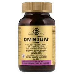 Омніум, мультивітаміни і мінерали, Omnium, Multiple Vitamin and Mineral, Solgar, 90 таблеток, SOL-02067