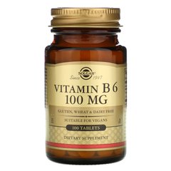 Вітамін В6 Solgar (Vitamin B6) 100 мг 100 таблеток, SOL-03120