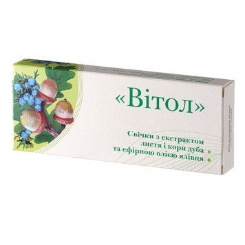 Свічки "Вітол" з екстрактом листя і кори дуба та ефірною олією ялівцю / GREEN VISA / 10 штук 03/004 фото