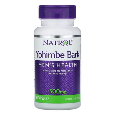 Кора йохимбе, Yohimbe Bark, Natrol, 500 мг, 90 капсул, NTL-02276