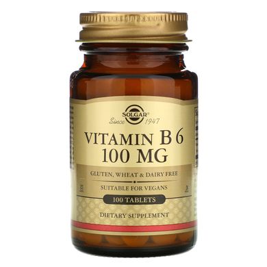 Витамин В6 Solgar (Vitamin B6) 100 мг 100 таблеток, SOL-03120