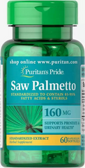 Со Пальметто стандартизованный экстракт, Saw Palmetto Standardized Extract, Puritan's Pride, 160 мг, 60 капсул, PTP-16895