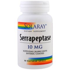 Серрапептаза, Serrapeptase, Solaray, 10 мг, 90 капсул, SOR-12719