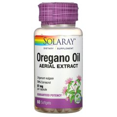 Масло орегано Solaray (Oregano Oil 70% Carvacrol) 57 мг 60 капсул, SOR-41349