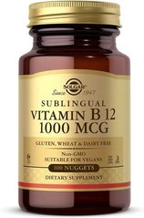 Витамин В12 Solgar (Sublingual Vitamin В12 cyanocobalamin) 1000 мкг 100 таблеток, SOL-03229