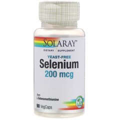 Селен без дрожжей Solaray (Selenium Yeast-Free) 200 мкг 90 капсул, SOR-04678