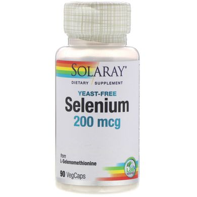 Селен без дрожжей Solaray (Selenium Yeast-Free) 200 мкг 90 капсул, SOR-04678