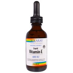 Вітамін E, рідкий, Vitamin E Drops, Solaray, 400 МЕ, 2 рідк унціі (60 мл), SOR-04205