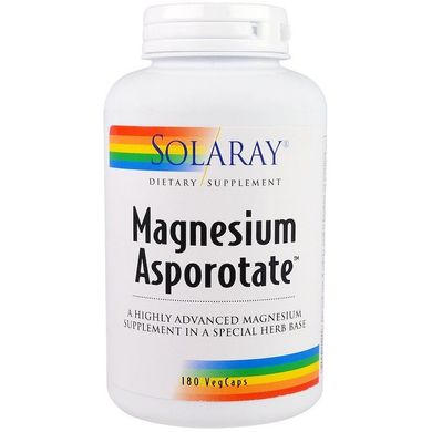 Магній аспартат Solaray (Magnesium) 180 капсул, SOR-13223