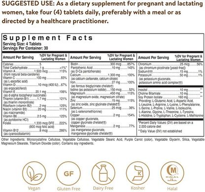 Витамины м минералы для беременных, Prenatal Multivitamin & Mineral, Solgar, 120 таблеток, SOL-02272