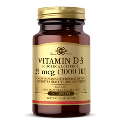 Вітамін Д3, Vitamin D3, Solgar, 25 мкг, 1000 МО, 90 таблеток, SOL-03310