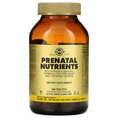 Мультивітаміни і мультимінерали, Prenatal Nutrients, Solgar, 240 таблеток, SOL-02273