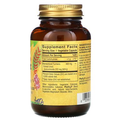 Экстракт кореня куркумы Solgar (Turmeric Root Extract) 400 мг 60 капсул, SOL-04161