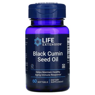 Масло семян черного тмина, Black Cumin Seed Oil, Life Extension, 60 жевательных капсул, LEX-17096