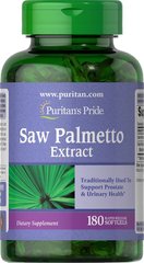 Со Пальметто Екстракт, Saw Palmetto Extract, Puritan's Pride, 180 капсул, PTP-11951