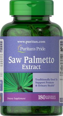 Со Пальметто Экстракт, Saw Palmetto Extract, Puritan's Pride, 180 капсул, PTP-11951