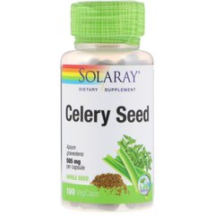 Семена сельдерея, Celery Seed, Solaray, 505 мг, 100 растительных капсул, SOR-01154