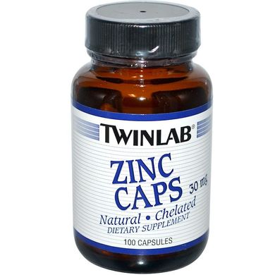 Цинк Twinlab (Zinc Caps) 30 мг 100 капсул, TWL-01041