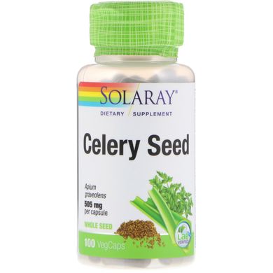 Насіння селери, Celery Seed, Solaray, 505 мг, 100 рослинних капсул, SOR-01154