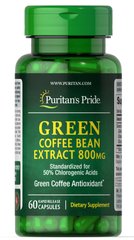 Екстракт зеленого кава в зернах, Green Coffee Bean Extract, Puritan's Pride, 800 мг, 60 капсул, PTP-52931