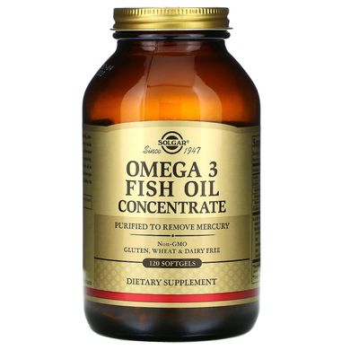 Риб'ячий жир концентрат Solgar (Omega-3 fish oil) 2000 мг 120 капсул, SOL-01788