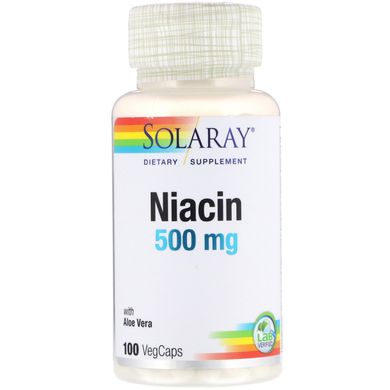 Ниацин Витамин B3 Solaray (Niacin Vitamin B3) 500 мг 100 капсул, SOR-04363