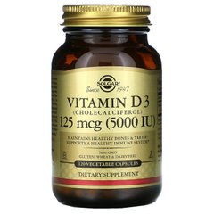 Вітамін D3 холекальциферол Solgar (Vitamin D3 Cholecalciferol) 5000 МО 120 капсул, SOL-03313