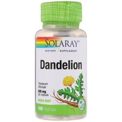 Одуванчик, Dandelion, Solaray, 520 мг, 100 капсул, SOR-01210