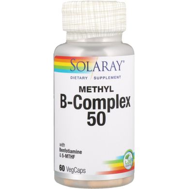 Витамины группы B, Methyl B-Complex, Solaray, 60 вегетарианских капсул, SOR-59912