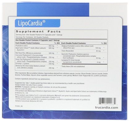 Здорова формула ЛіпоКардіо, LipoCardia, Thorne Research, 60 здвоєних пакетів, THR-00468