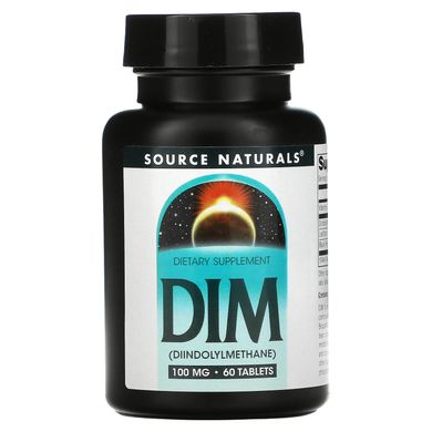 ДІМ, (Дііндолілметан), DIM (Diindolylmethane), Source Naturals, 100 мг, 60 таблеток, SNS-01521