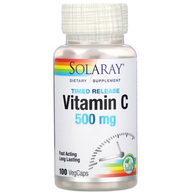 Вітамін С двофазне вивільнення Solaray (Vitamin C) 500 мг 100 капсул, SOR-04400