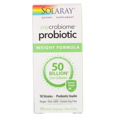 Пробиотики весовая формула Solaray (Mycrobiome Probiotic) 50 млрд КОЕ 30 капсул, SOR-69303