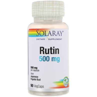 Рутин, Rutin, Solaray, 500 мг, 90 вегетарианских капсул, SOR-32989